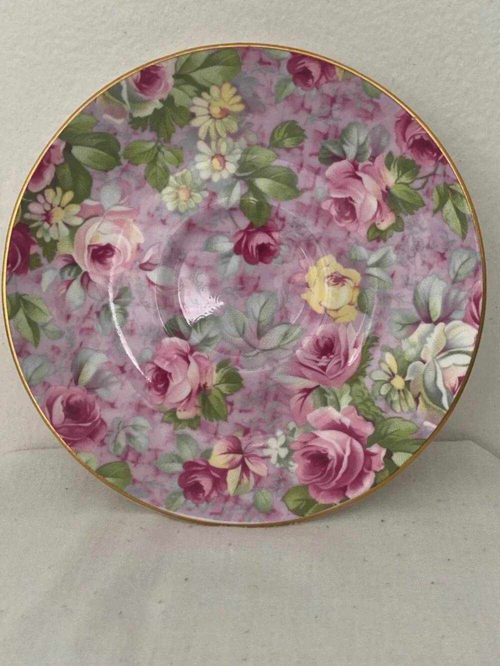 VTG Crown Trent Cup Saucer Pink Lavender Floral Chintz England Replacement
